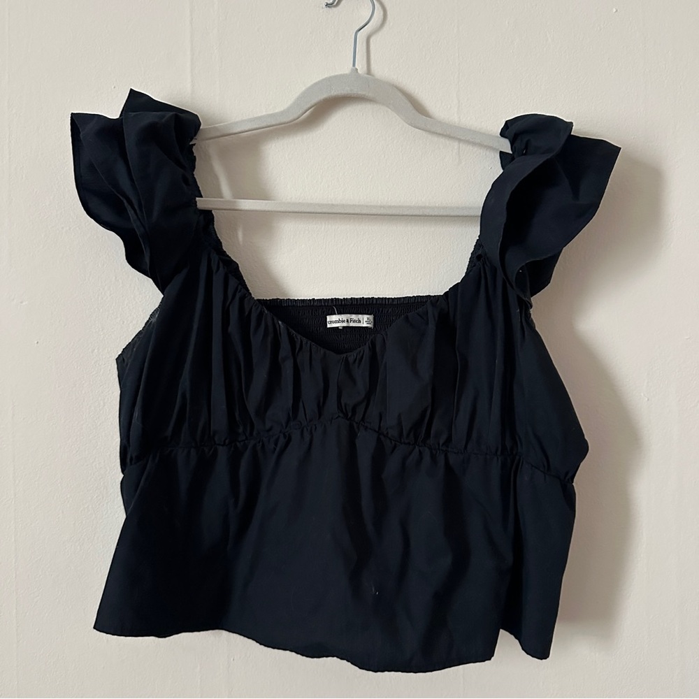 Abercrombie & Fitch Black Ruffled Women's Top with Empire Waist